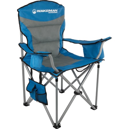 Wakeman Oversized Camping Chair - Heavy Duty Folding Chair with Cooler & Carry Bag by Wakeman Blue 75-CMP1129
